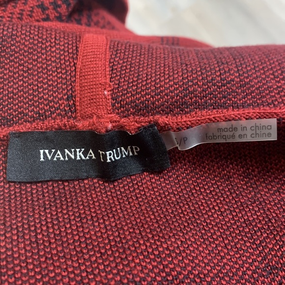EUC Ivanka Trump Faux Fur Hoodie Black/Burgundy Open Cardigan, SP - Picture 11 of 14